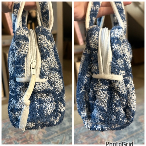 DIOR VTG Y2K Trotter No. 2 Bag Handbag Cotton Blue White Galliano Vintage Rare - Picture 4 of 14